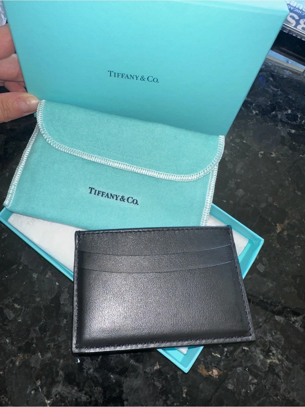 Tiffany & Co. Black Leather Slim Card Holder